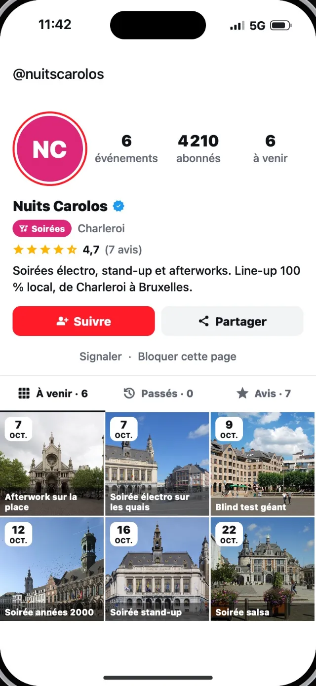 Une page organisateur dans Get Event